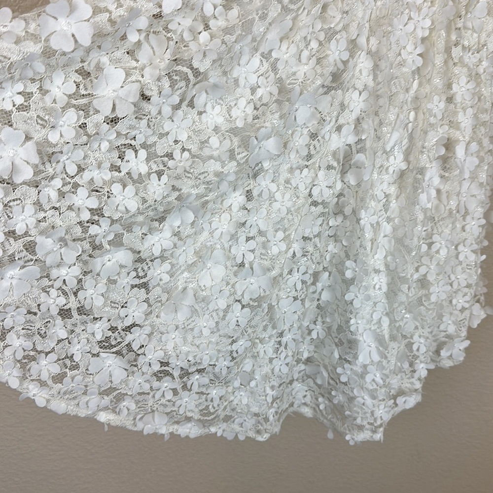 Badgley Mischka Flower Girl 3D Floral Lace High Low Dress - Picture 10 of 10